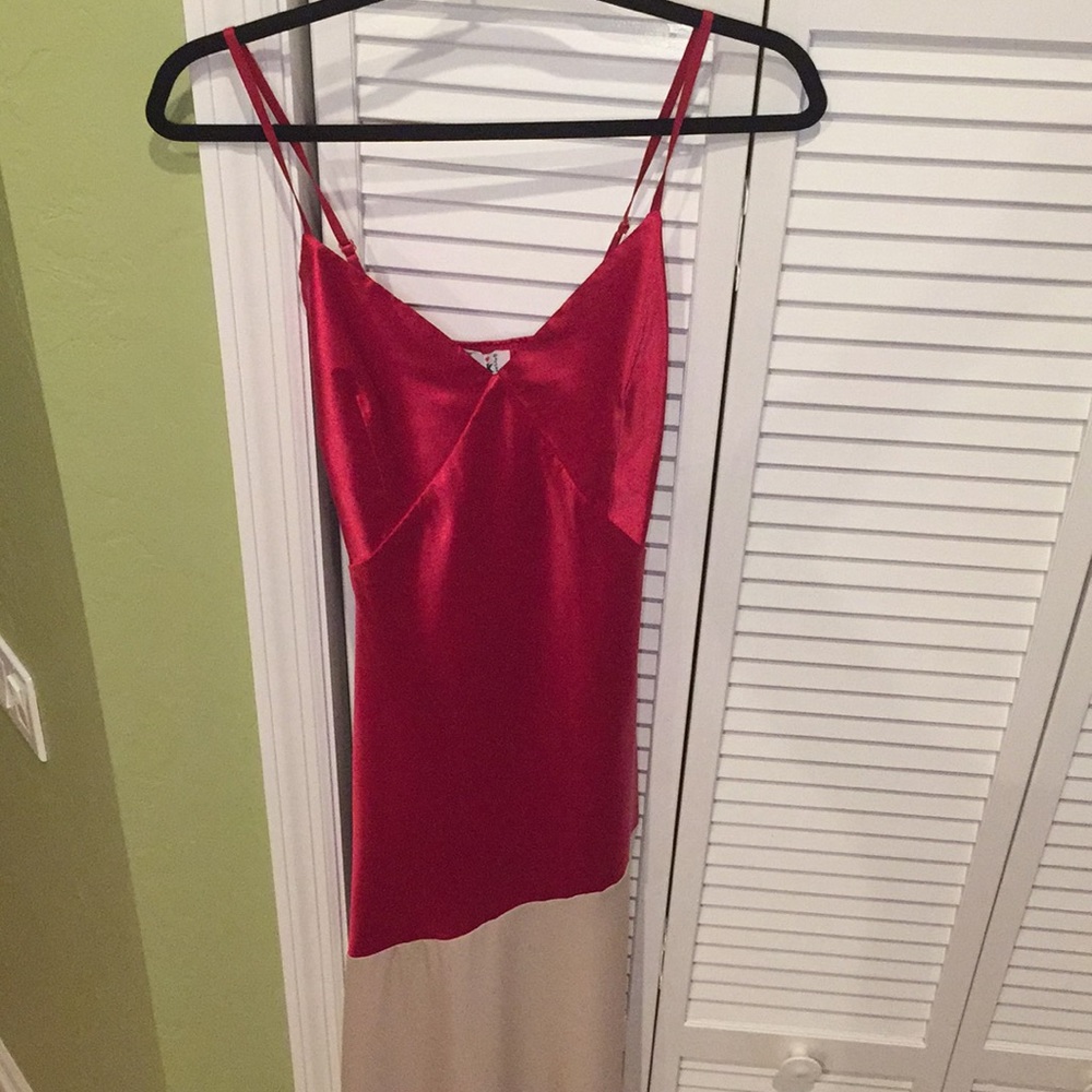John Zack beautiful red and cream dress